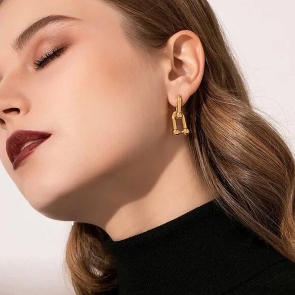 14K gold filled chain link earrings - Picture 2 of 4